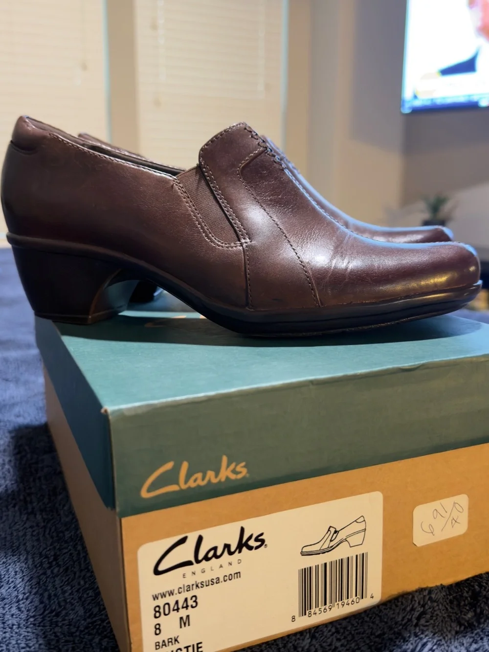 Clarks Brown Leather Slip-On Ankle Booties